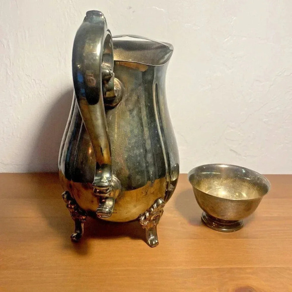 Vintage Gorham Silver Plate YH342 Footed Pitcher and Small Bowl - Picture 4 of 15